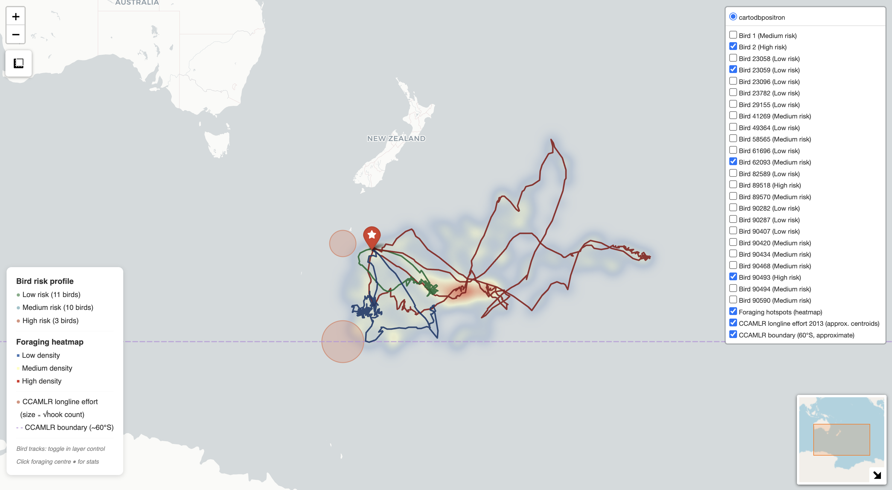 Grey-headed albatross interactive foraging map