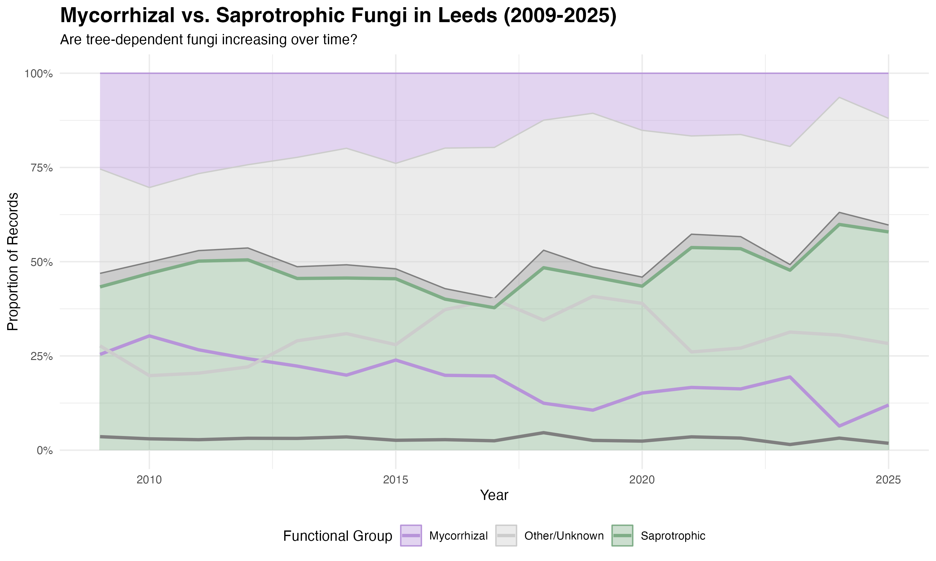 Functional group composition over time